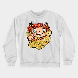 Girl eating spaghetti Crewneck Sweatshirt